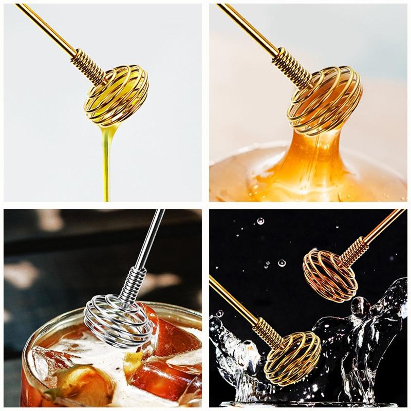 Stainless Steel Honey Stick Dipper Stirring Bar Swizzle Stick Honey Stirrer for Serving Syrups Frosting Melted Chocolate