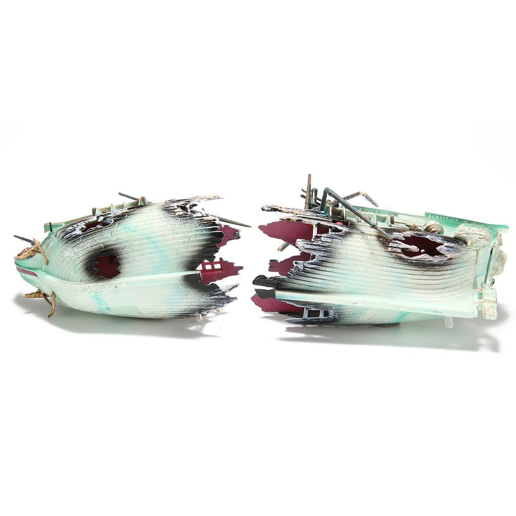 24*12cm Aquarium Ornament Boat Large Plactic Sunk Pirate Ship Fish Tank