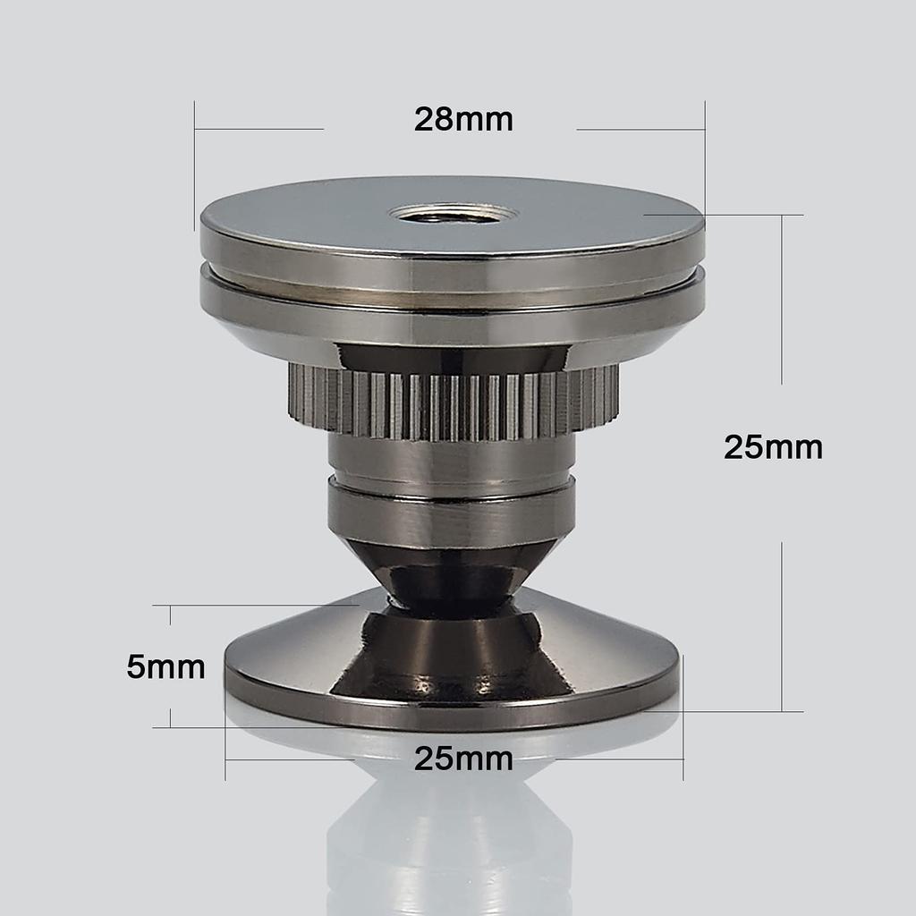 Pailvens Speaker 8 Height Adjustable Speaker Metal Spike Stands with 16 for Improved Audio Sound Quality and Vibration Black Insulators, Pieces,