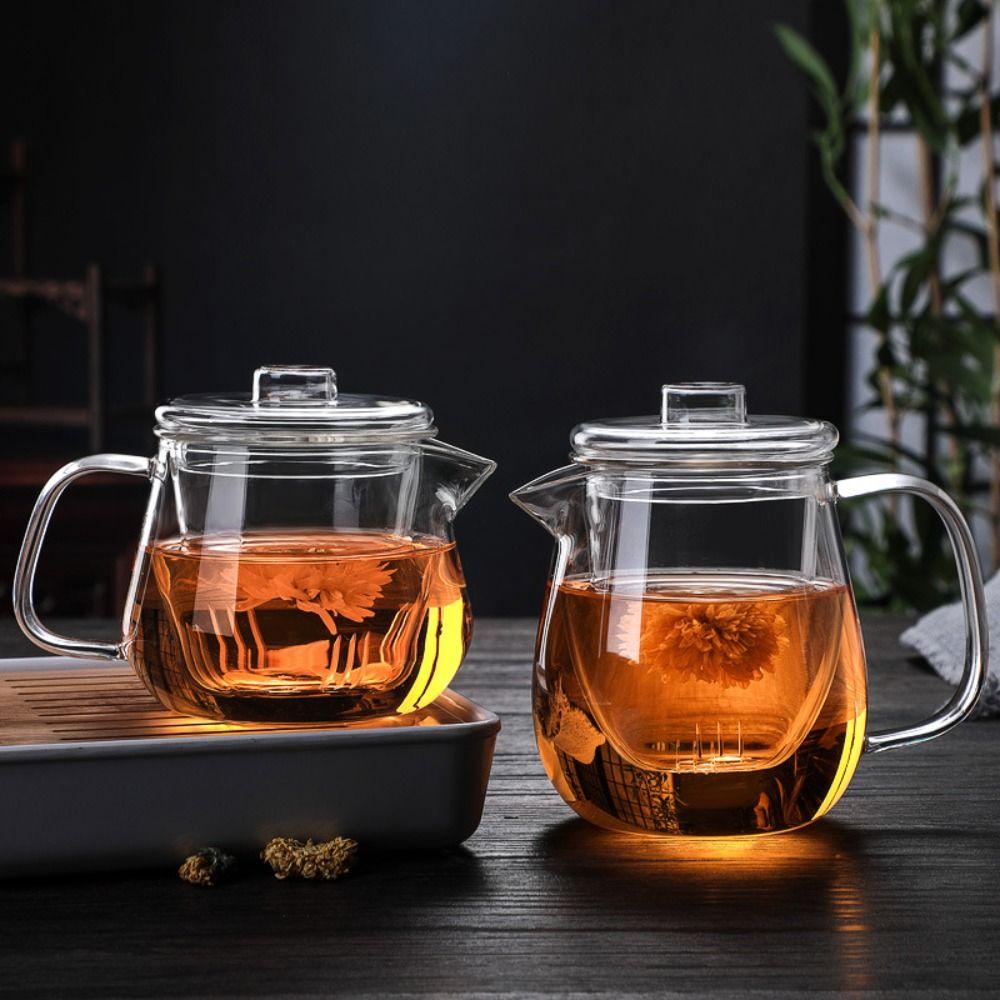 Transparent Tea Cup Set Heat Resistant Flower Teapot Chinese Glass Tea Pot  Puer Tea