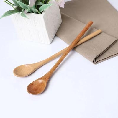 1pcs Long Handle Coffee Spoon Natural Creative Solid Wood Tableware Stir Stick Milk Tea  Honey Wooden  Kitchen Tools