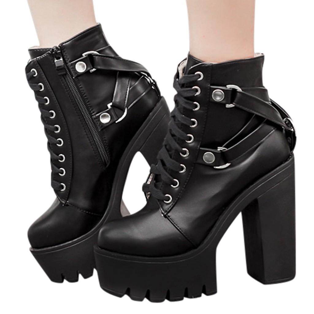 Fashion Lady  Shoe Soft Leather Platform Shoe Party  Boot High Heels