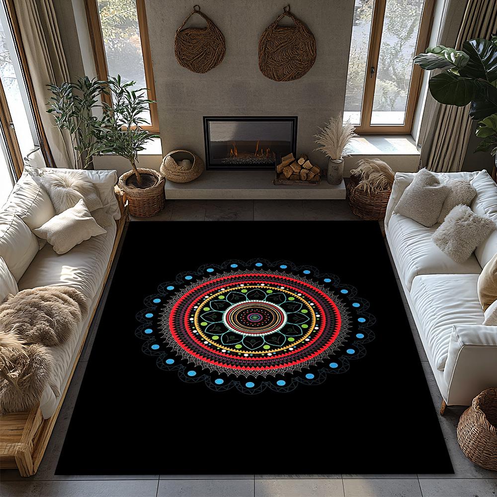 Boho Area Rug Washable Non Slip Modern Abstract Geometric Pattern Living Room Bedroom Floor Mat Home Decor Indoor Outdoor Carpet