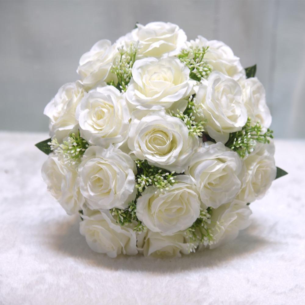 Pearl Lace Mesh Bridal Bouquet with Silk Ribbon Artificial Flower Bouquet  Wedding Decor