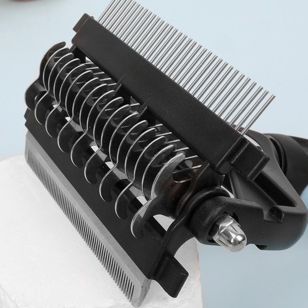 3 In 1 Pet Deshedding Brush Stainless Steel Blade Anti-slip Handle Pet Fur Knot Cutter Portable Pet Grooming Puppy Cat Comb