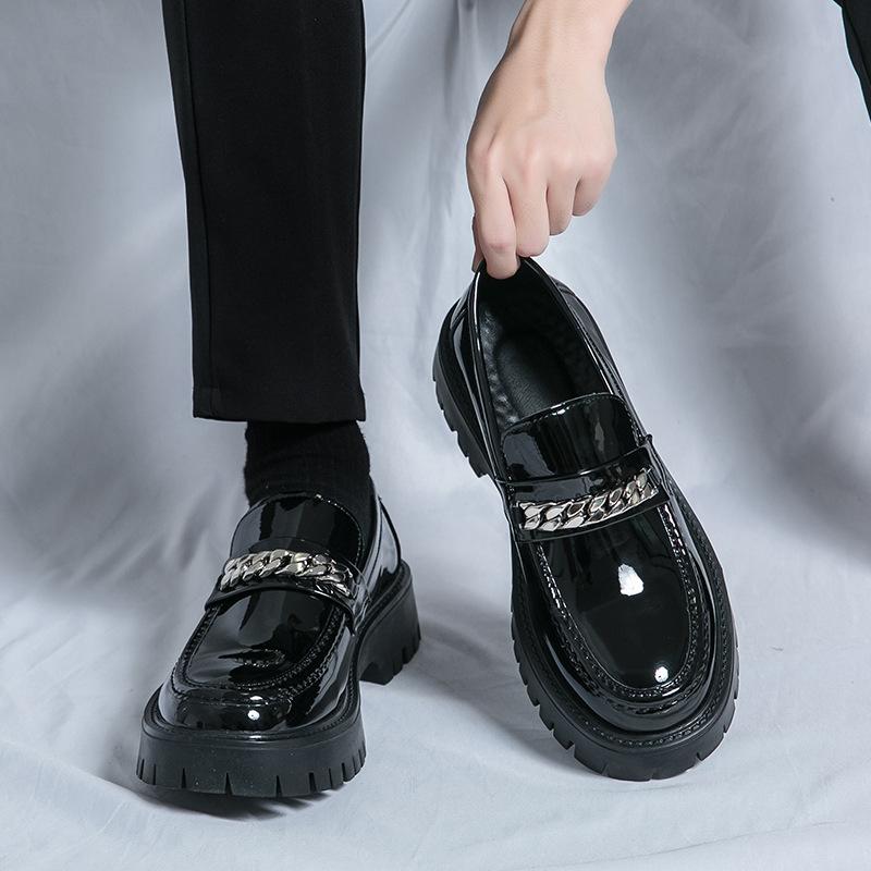 22 New Spring Chain Thick-soled Thick-heeled British Casual Leather Shoes 1