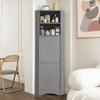 Badezimmerschrank, Eckschrank mit zwei Staufächern, Offenes Fach mit verstellbarem Einlegeboden, 36,5 x 36,5 x 155 cm, Hellgrau
