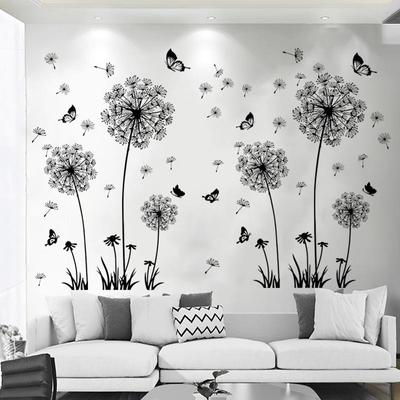 Butterfly Flying Black Dandelion Bedroom Living Room Decoration Stickers Wall Stickers Home Decor