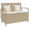 VidaXL Garden Storage Bench with Beige Cushion Woven Resin, Garden Bench, Garden Bench, Patio Bench, Bench 4104215