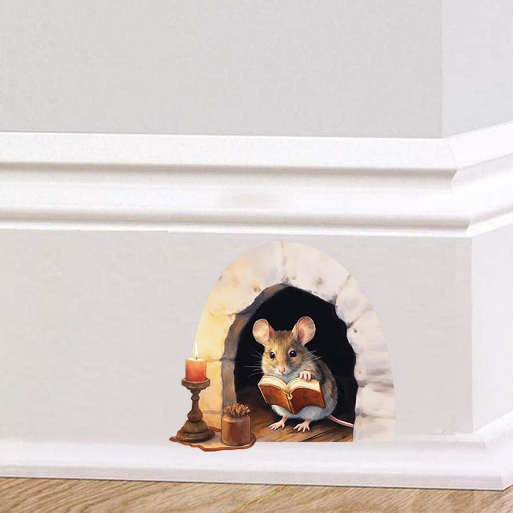 Cartoon Mouse Hole Wall Sticker: Self-Adhesive Cover for Living Room or Bedroom