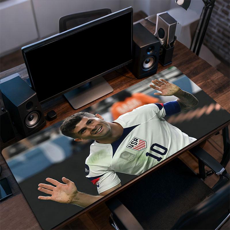 Pulisic Mouse Pad, Large Gaming Desk Mat, Non-slip XXL Mousepad for Laptop & Tablet, Mini PC Playmat with Stitched Edges