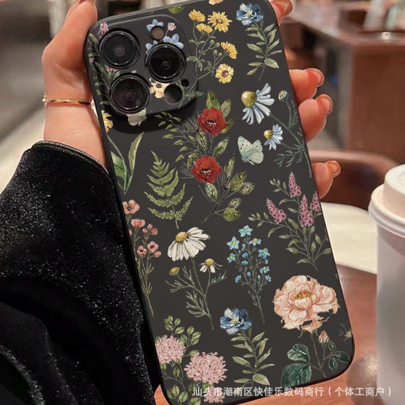 Colored flower bushes for iPhone16plus Apple 11/12/13/14/15Promax mobile phone case