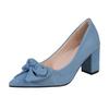 Large size high heels women's spring and autumn new thick heels women's shoes shallow mouth pointed head bow fashion shoes