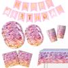Mermaid Tail Birthday Party Decorations: Fish Scale Flags, Napkins, and Plates