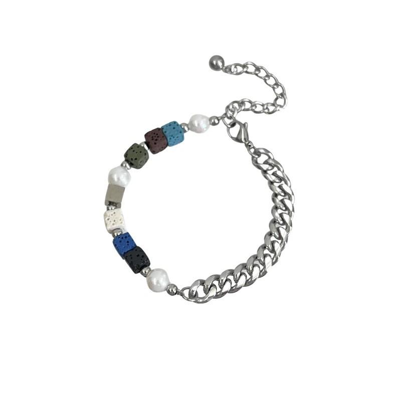 Handmade Geometric Volcano Stone Bracelet For Women Summer Gift Fashion Accessory