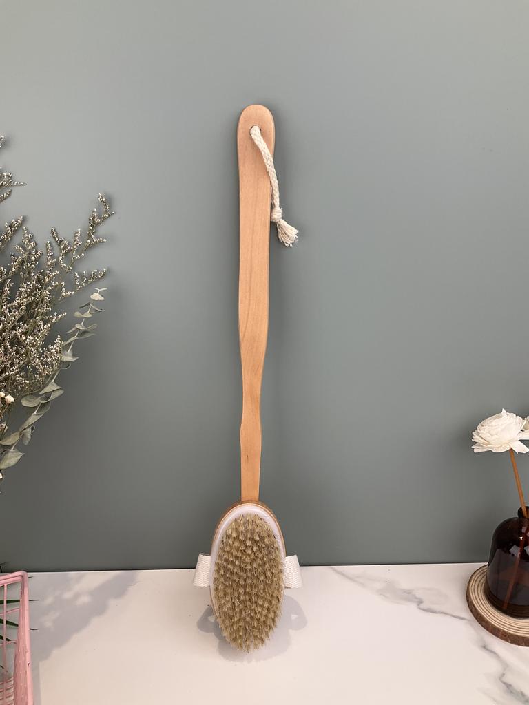 Charming Long Handle Detachable Natural Boar Bristles Bath Brush Exfoliating Massage Back Scrubber Dry Brushes for Skin Product