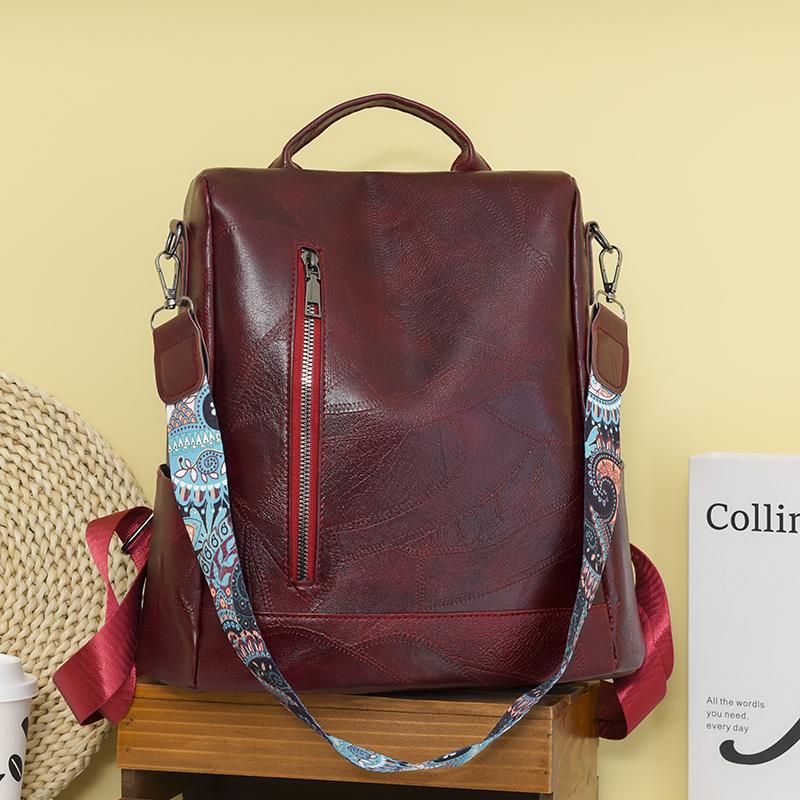 Leather Backpack Women's Backpack Large Capacity Anti-Theft Women's Travel Bag