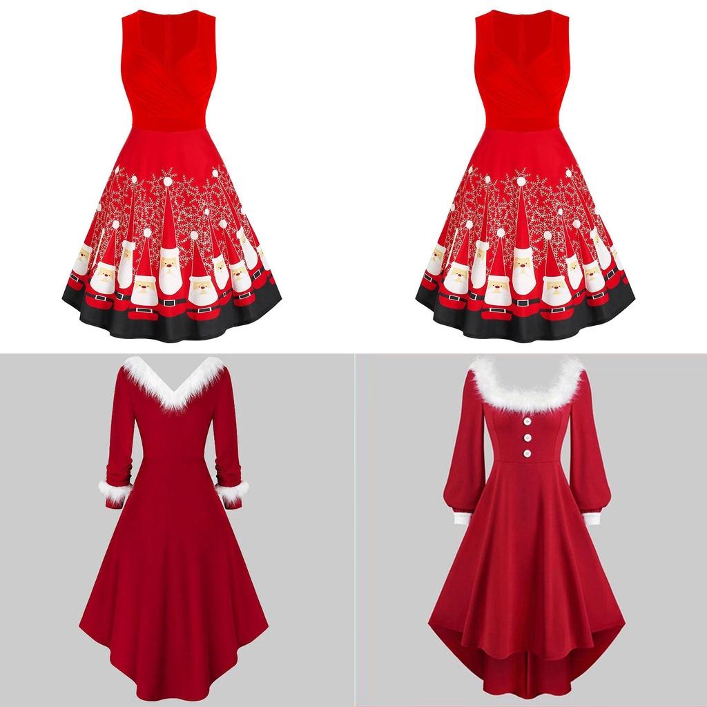 Mrs Santa Claus Christmas Dress Women Cosplay Party Costume Soft And Skin-touch Velvet Material