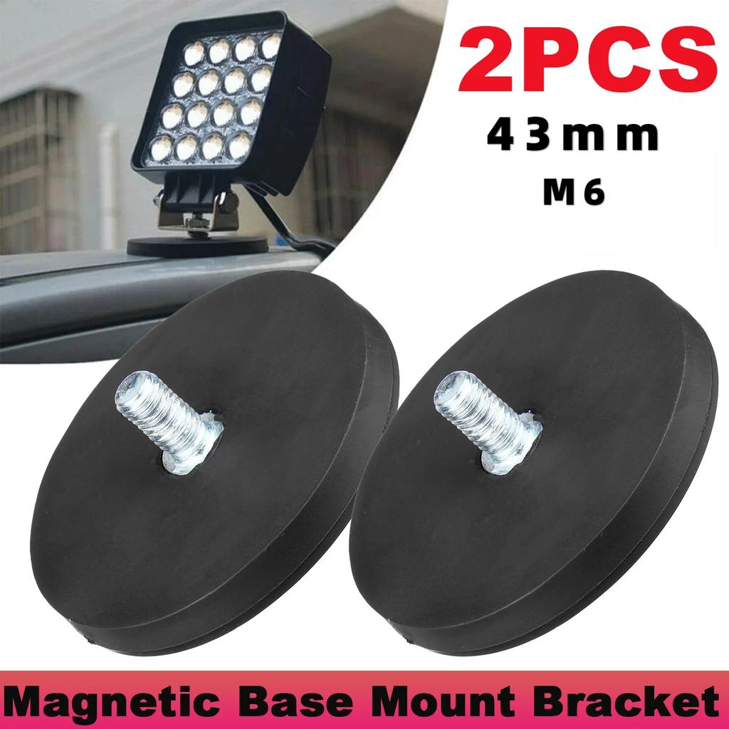 2PCS 43mm M6 Bolt Magnetic Base Mount Bracket Clamp Holder for LED Work Light Bars Offroad SUV Trucks Outdoor Lighting Accessory