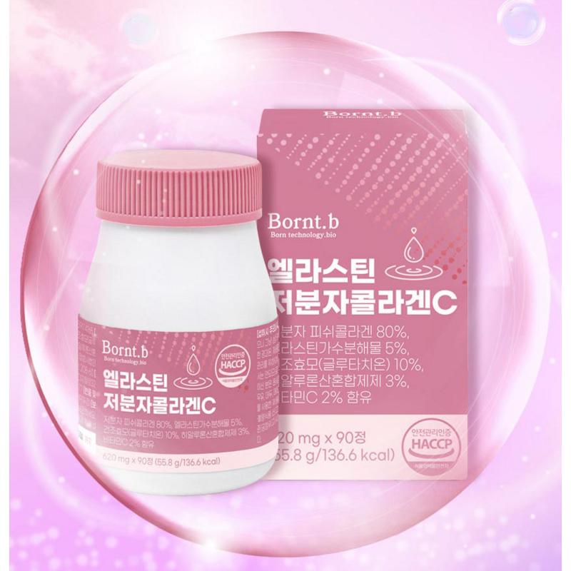 Bontbee Élastine Collagène C à Faible Poids Moléculaire 55.8g, 90 comprimés, 1 unité