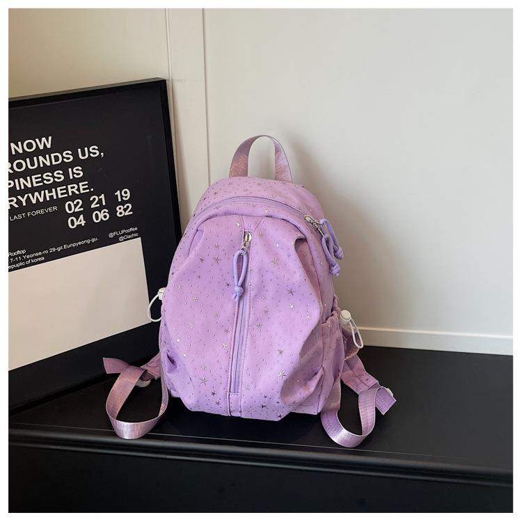Schoolbag milk mist powder texture sense embroidery star backpack female soft huhu sweet sister little fairy travel shopping small backpack