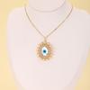 Nidin Turkish Evil Eye Pendant Necklace For Women Vintage Sunflower Shape Micro Pave Zircon Clavicle Chain Lucky Amulet Jewelry