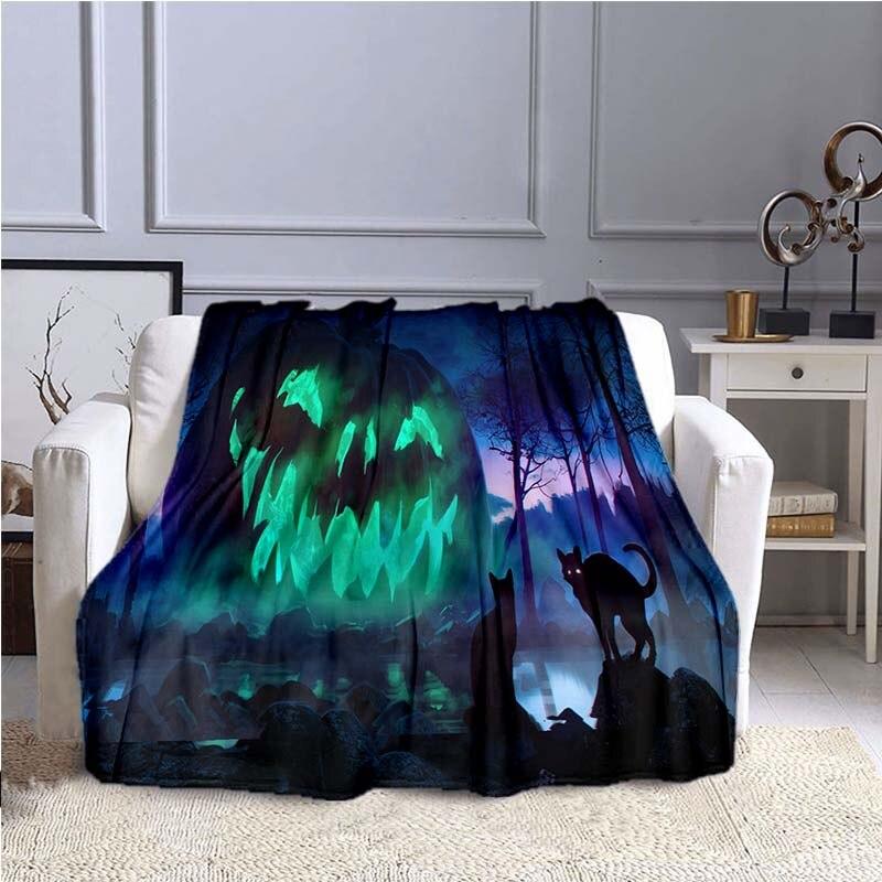 Halloween Horror Pumpkin Huanted House 3D Print Blanket Sofa Bed Blanket Super Soft Warm  Blanket Cover Fleece Throw Blanket