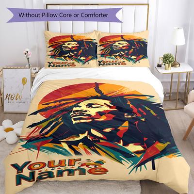 Bob Marley Personalisierte Namens-Bettwäsche-Set-Design für Wohnzimmer Knitterfest Heimdeko Hochzeitsfeier GeschenkLuxuriöses Geschenk für Geburtstag,