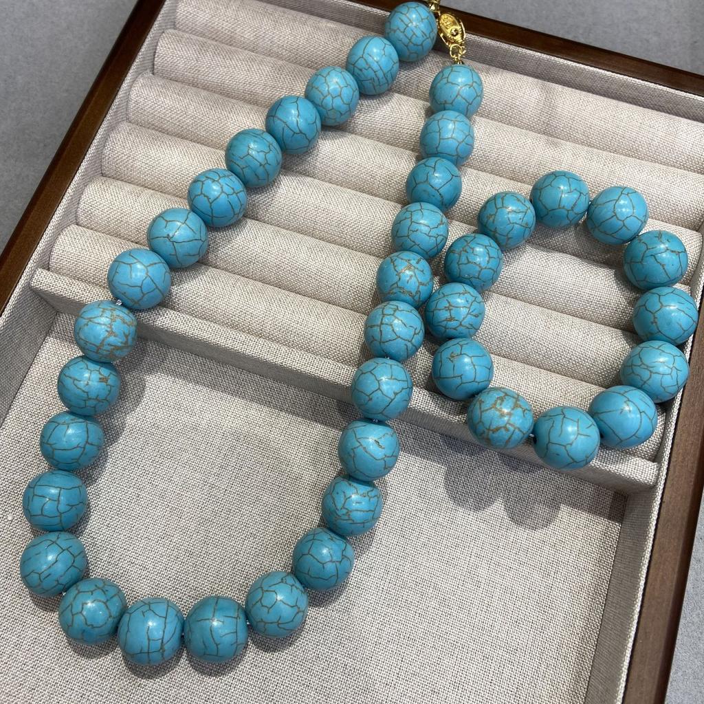 Medieval Vintage Original Natural Stone Bracelet 16M Turquoise Necklace Dense Wear Bracelet One Piece Hair