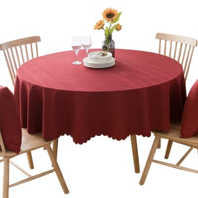 Round Tablecloth, Water-Repellent, 200cm Diameter, Stain and Spill Resistant, for Dining Room, Kitchen, and Parties, Red