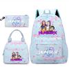 3Pcs/set Anime Cartoon Printed Backpack Handbag Pencil Case for Teenger Student Girl Boy Large Capacity Waterproof Bookbag