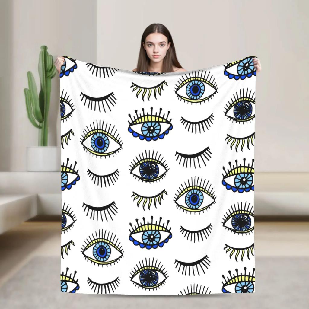 Beauty Eyelash Blanket Cartoon Fuzzy Vintage Warm Throw Blankets for Home Restaurant Decoration