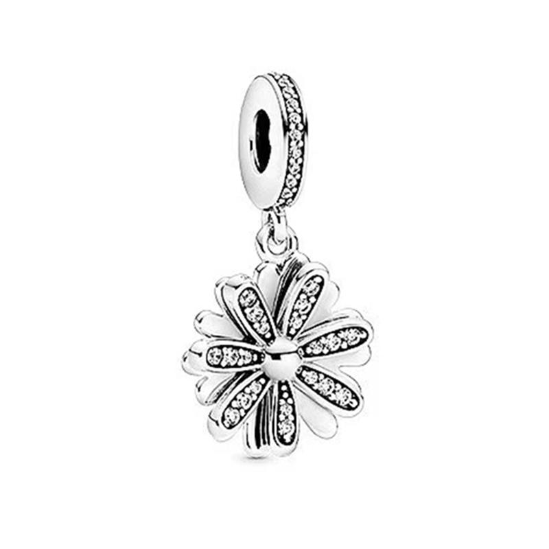 Sparking Heart Flower Clip Charm Beads Pendant Fit Original Snake Silver Bracelet Necklace Beads For Diy Jewelry Women Gift