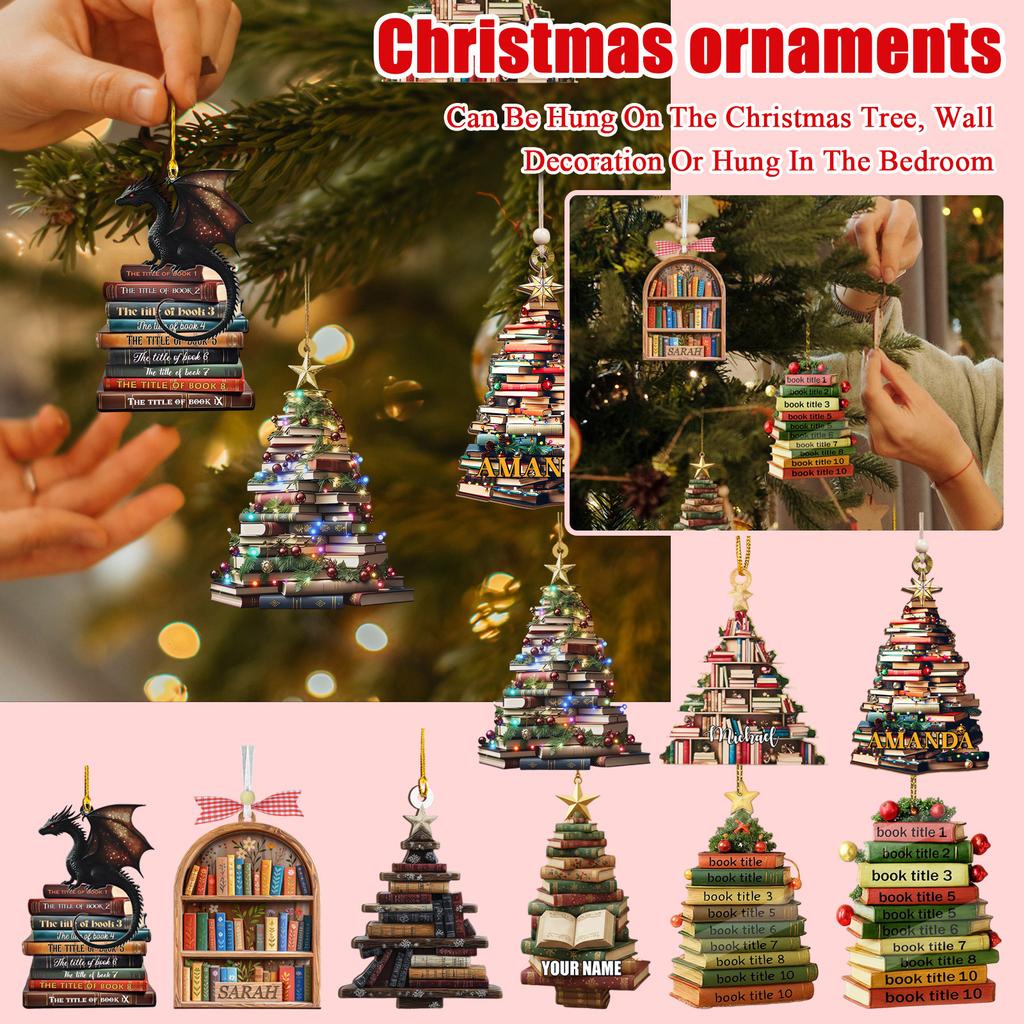 Christmas Book Tree Ornament ACRYLIC, Book Gift, Book Lover Gift, Book Ornament, Book Gift, Book Lover Gift, Librarian Gift