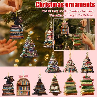 Julbokgranprydnad AKRYL, Bokgåva, Bokälskargåva, Bokprydnad, Bokgåva, Bokälskargåva, Bibliotekariegåva