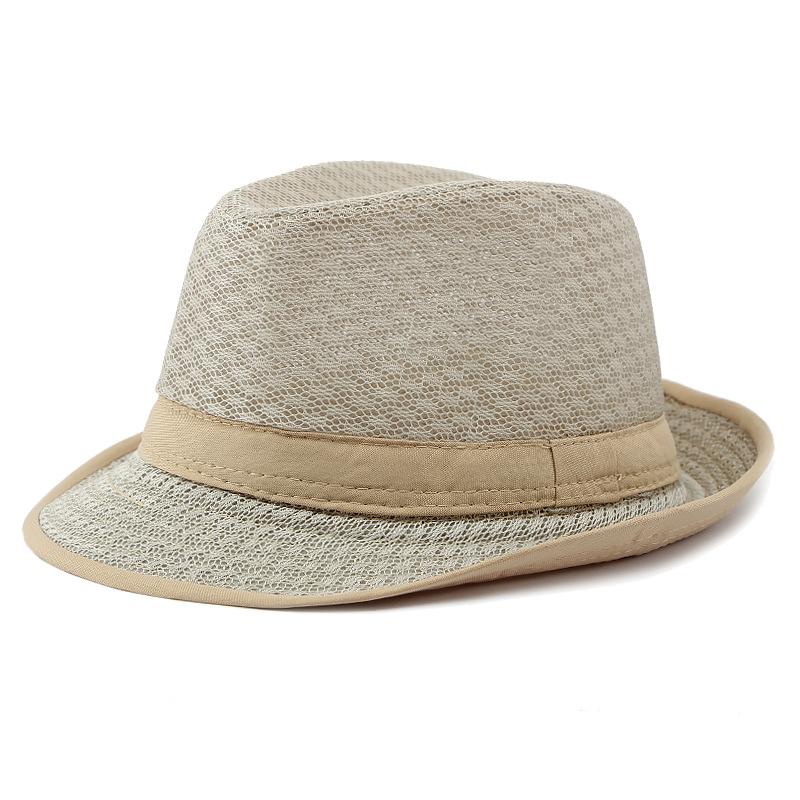 

Мужская шляпа Jazz Hat, летняя дышащая пляжная шляпа Topper для мужчин среднего возраста бежевый