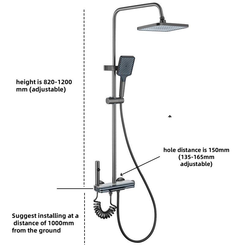 Hot Cold Temperature Digital Display Shower Set White Shower Faucet System Set With Ambient Light Bathroom Faucet Shower Head