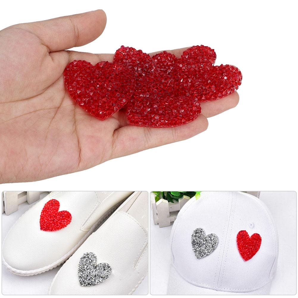 10PCS Hrt Shaped Rhinestones Applique 4cm Hot Fix Rhinestones Clothing Accessories Shoes Decoration