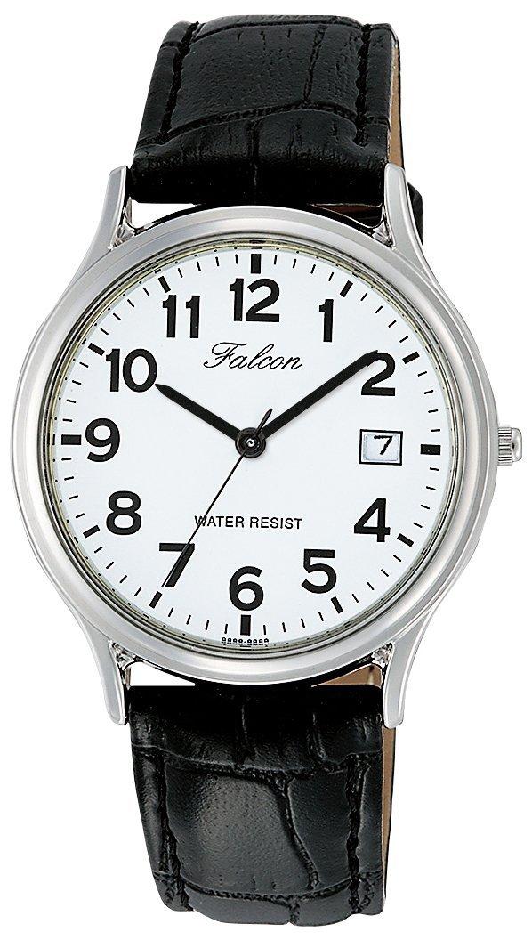 Citizen Analog Date Leather Black Q&Q Men's Watch, Waterproof, Display, Strap, D014-304,