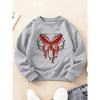 Kids Crewneck Sweatshirt, Cool Fun Red Butterfly Dark Aesthetic Print Long Sleeve Top