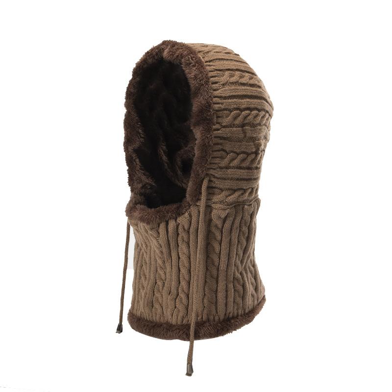 Pull tricoté en peluche pour femmes, pâte frite torsadée, écharpe une pièce, chapeaux d'oreilles en laine, hiver
