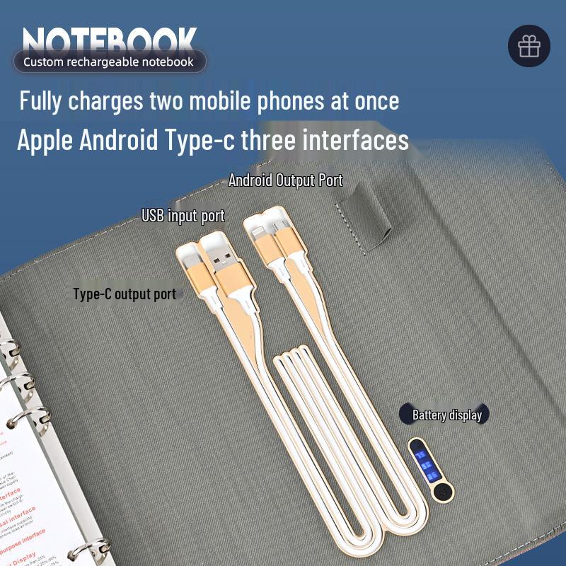 Business Notebook with Wireless Charging, Clock Display & Custom Logo