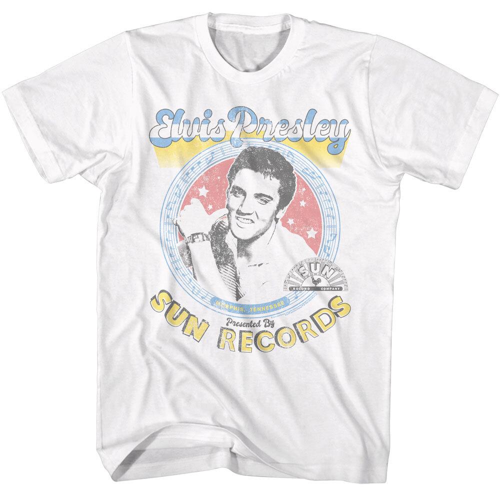 Elvis Presley Presented By Sun Records Music Notes Stars Photo Men T Shirt XXXXL
