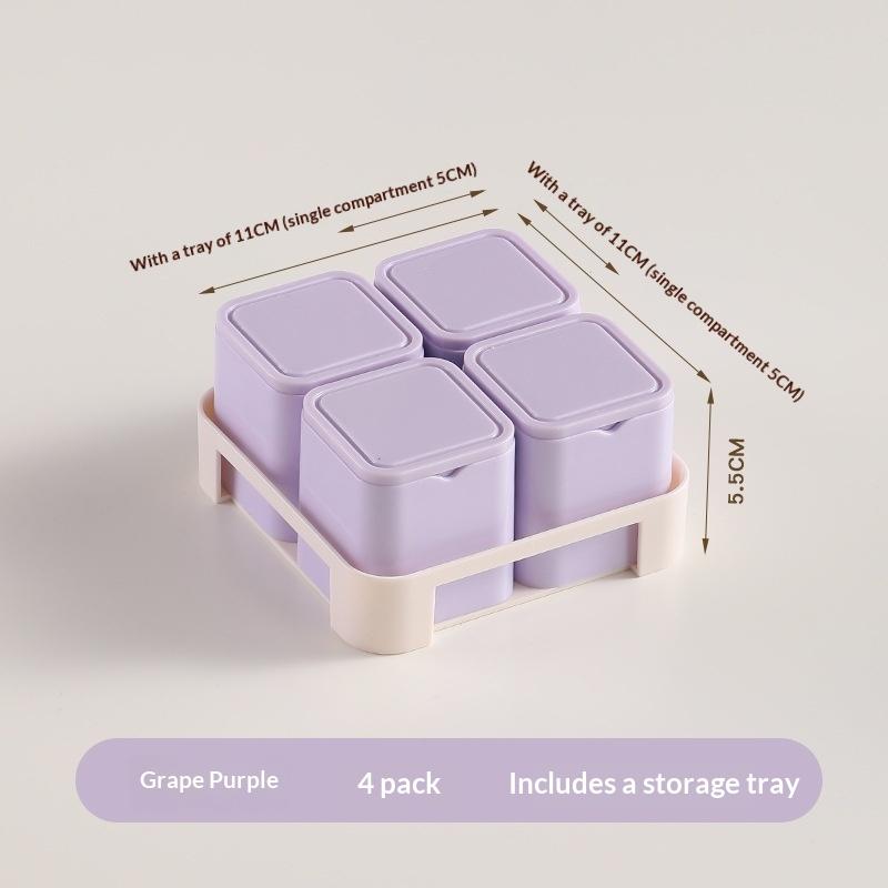 Food Grade Baby Food Storage Containers 4 Grids with Lids Tray Design for Baby Homemade Food Freezing Use