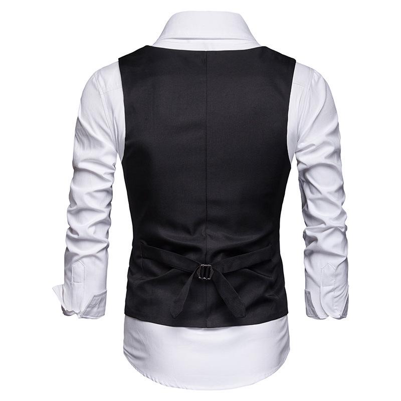 Summer men's slim-fit British-style solid color suit vest in large sizes for a sleek look.