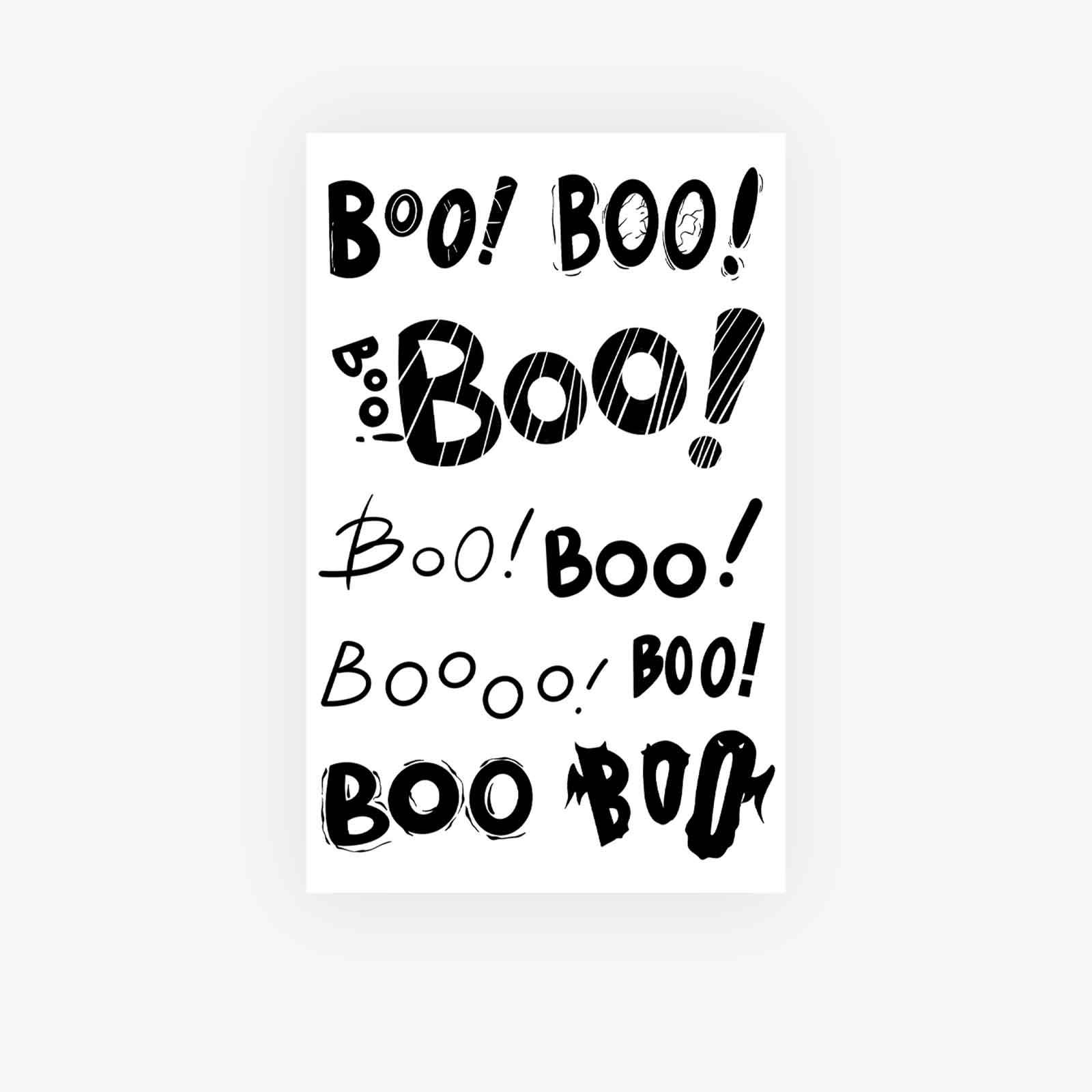 Halloween Simple Wind Dark Funny Cute English Boo Tattoo Sticker 12*19
