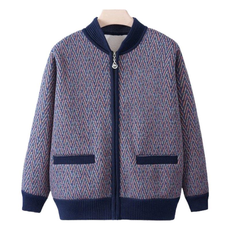 Autumn Knit Cardigan for Elders: Cozy, Fleece-Lined, and Warm - Perfect for Mom or Grandma