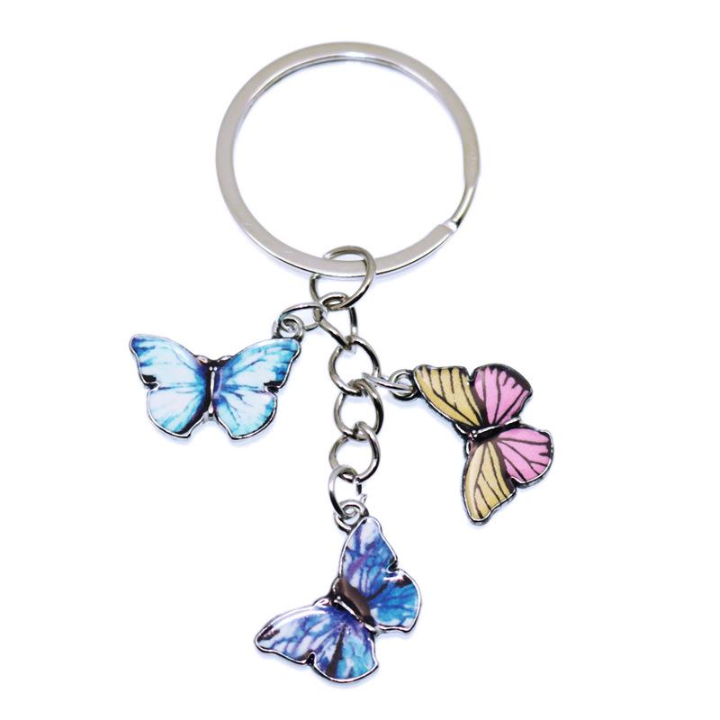 Cute Colorful Butterfly KeyChains Bag Charm Cell Phone Accessory Preppy Schoolbag Pendant Key Rings Christmas Xmas Jewelry Gifts