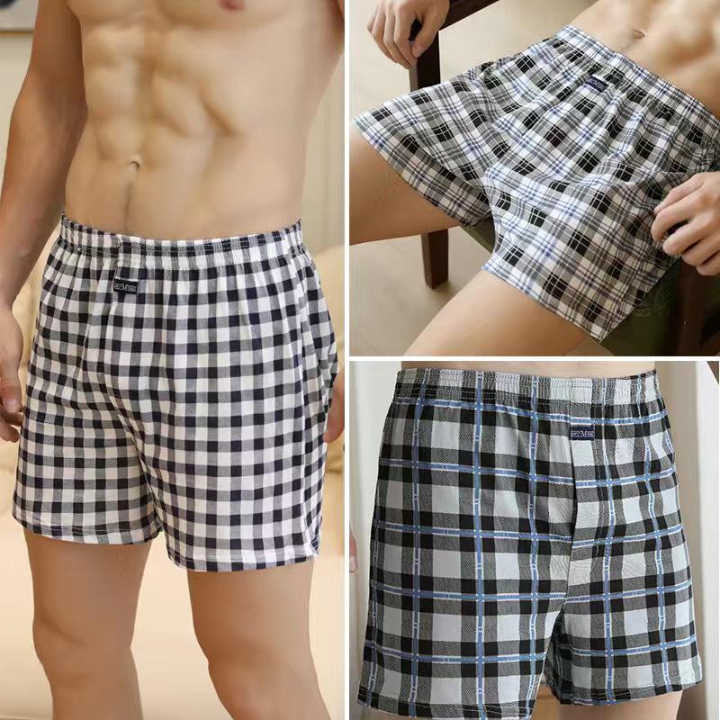 Men's High Waist Cotton Boxer Shorts - Loose Fit Sleep & Home Pants, Plus Size, Lightweight Four-Corner Design