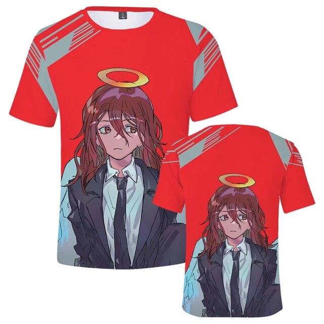Tshirts Anime Chainsaw Man 3d Print Boys Girls Oversized Short Sleeve T Shirts Cartoons Crew Neck T-shirt Kids Tee Tops Clothes